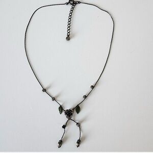 Black Asymmetrical Pendant Necklace with Sleek Chain